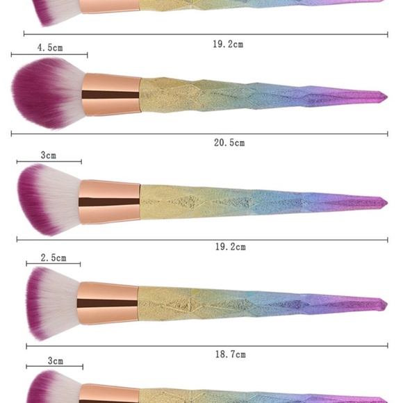  Ombre Glitter Makeup Brushes Set Goat/Horse Hair - Picture 6 of 8